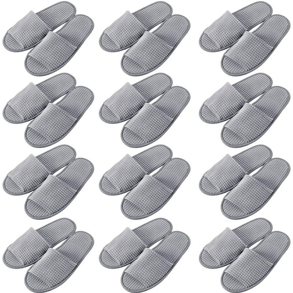 Pantuflas desechables Bunnycool, 12 pares, para invitados, color gris claro
