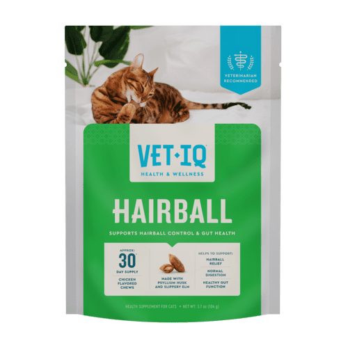 Vet IQ Hairball Health Supplement for Cats, Chicken Flavored Crunchy Chews, Approx. 30 Day Supply