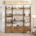 thumbnail image 5 of ModFurne Ladder Bookshelves with 4 Doors, Triple Wide 4-Tier Large Open Bookshelf with Storage, Etagere Bookcase with Display Shelf for Home Office, Browm, 5 of 8