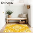 thumbnail image 3 of ODIKA 4'x6' Machine Washable Non-Slip Area Rug, Boho with Ornate Feathered Motifs and Delicate Dot Embellishments High Traffic Rug with Pad, Yellow, 466251, 3 of 8