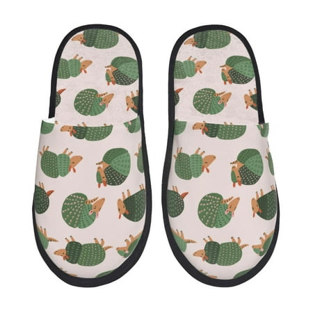 

Adobk Cute Armadillo Print Slippers Indoor Outdoor Retro Slippers House Soft Fluffy Slides Cushion Furry Slippers-Large