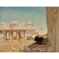 thumbnail image 2 of Jan Ciągliński 14x12 Gold Ornate Wood Frame and Double Matted Museum Art Print Titled - Courtyard of Maharajah's Palace. from the Journey to India (1907), 2 of 4