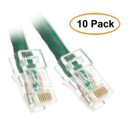 ACL 5 Feet Cat5e RJ45 Bootless Ethernet Patch Cable, Green, 10 Pack