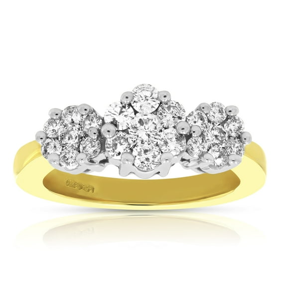 Vir Jewels 1 CTTW Diamond 3 Stone Composite Engagement Ring 14K Yellow Gold Bridal Size 7 Female