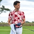 thumbnail image 3 of Yiaed RosePrint Men's Short Sleeve Polo Shirt,Golf Polo for Men Three-Button Golf Shirt Athletic Casual Collared T-Shirt- XX-Large, 3 of 7