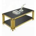 thumbnail image 5 of Modern Gold Rectangular Coffee Table with 48" Wide Tempered Glass Top and Stainless Steel Frame for Living Room, 5 of 12