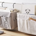 thumbnail image 3 of EeaseMX Bolsa organizadora colgante para mesita de noche, organizador multifunción para guardar libros y artículos diversos, ideal para dormitorio, cuna de bebé (gris), 3 of 7
