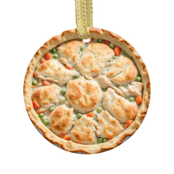 Chicken Pot Pie with Biscuit Crust Novelty Comfort Food Double Sided Ceramic Foodie Novelty Holiday Christmas Xmas Tree Ornament Gift Accessory (Flat Printed Design, NOT 3D)