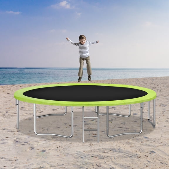 16ft Trampoline Protection Pad Green Round Safety Cover with 10mm Thick Pearl Cotton Padding for Outdoor Trampolines