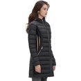 thumbnail image 3 of Women's Packable Puffer Coat - Lightweight Puffer Coat Hooded Long Puffer Coat Winter Warm Puffer Jacket with Metal Zipper (Jet Black, M), 3 of 8