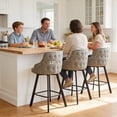 thumbnail image 5 of FIRAVOE Bar Stools Set of 2, 30" Swivel Bar Height Bar Stools with High Back, Faux Leather Bar Chairs Gray Barstools for Kitchen Island, 5 of 11