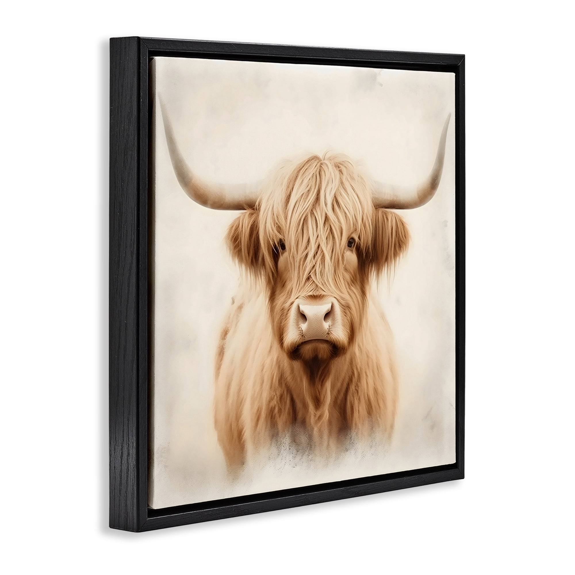 Stupell Industries Dreamy Fluffy Highland Portrait Black Framed Floater Canvas Wall Art, design by Creative Studio