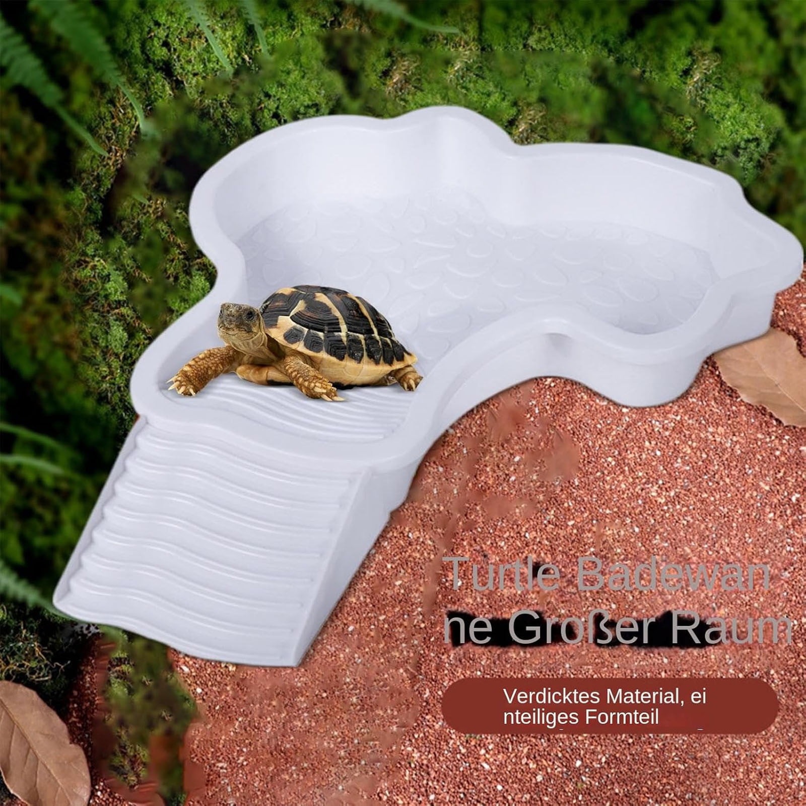 Large Reptile Bathing Pool, Reptile Feeding Dish Water Bowl, with Ramp Aquarium Ornament, Water Bowl for Turtless Reptiles Water Bowl, for Gecko, Snake, Turtle, Bearded Dragon, Lizard Bath
