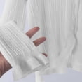 thumbnail image 6 of vdgthytj Cardigans for Women Long Sleeve V-Neck Button Front Ribbed Knit Sweater Fall Casual Crop Cover up Tops(Medium,White), 6 of 6