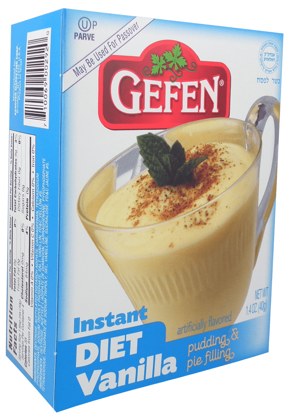 Gefen Diet Istant Vanilla Pudding 1.4 oz (pack of 3)