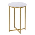 thumbnail image 2 of Tcbosik Small Round Side Table, Modern End Table with Faux Marble Top and Metal Frame for Living Room, Bedroom, Easy Assembly, White & Gold, 2 of 7