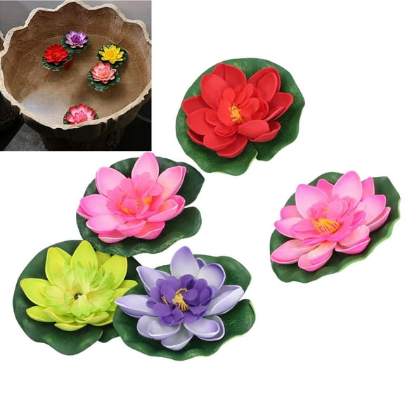 ACOUTO Lily Pads For Pool,5pcs Artificial Pond Plants Lightweight Exquisite Soft Thick Attractive Decorative Shooting Props For Pool,Floating Lily Pad