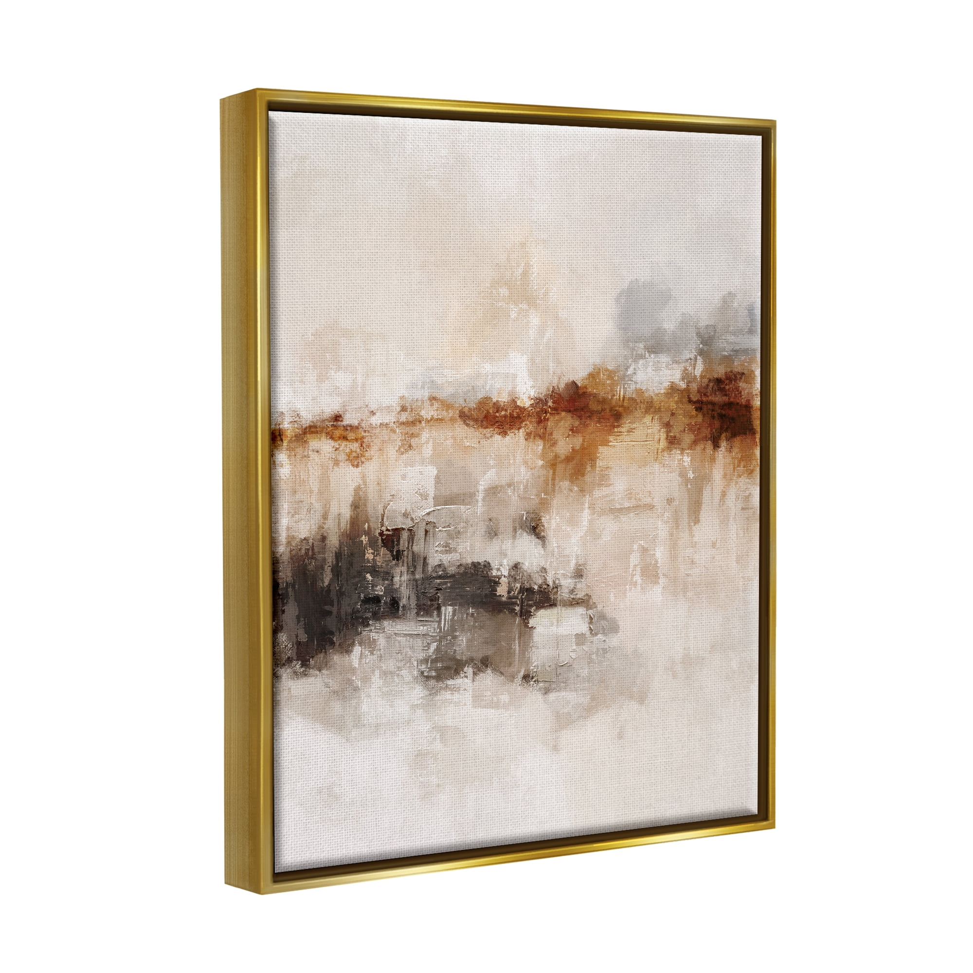 Stupell Industries Atmospheric Brown & Beige Abstract Painting Gold Floater Framed Art Print Wall Art, 17 x 21