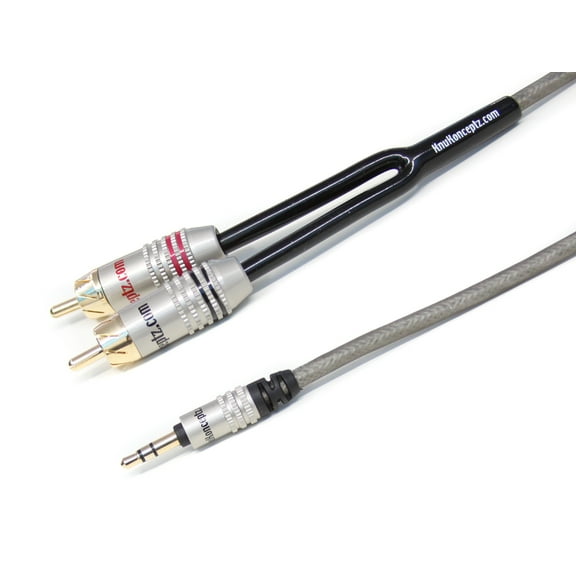 KnuKonceptz Krystal Kable MP3/iPod 3.5mm to RCA Adapter Aux Cable 1M