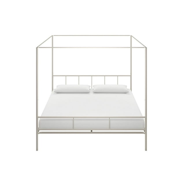 Novogratz Marion Metal Canopy Platform Bed Frame, Queen, Off White