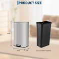 thumbnail image 2 of BeesClover 12L/20L/30L/50L Stainless Steel Step Trash Can with Soft-Close Lid & Removable Inner Bucket - Silver for Kitchen, 2 of 7