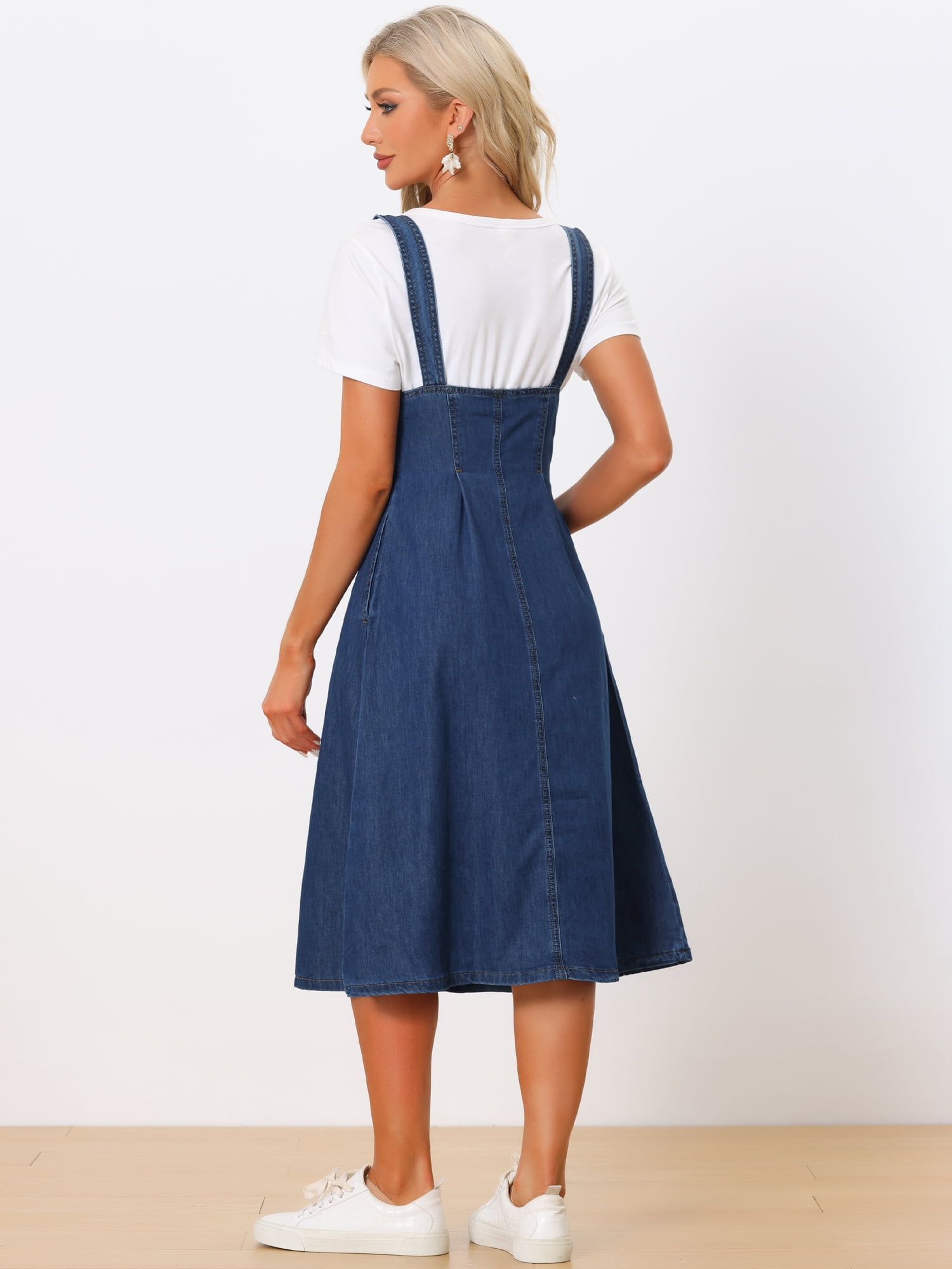 DARING DIVA Sleeveless Button Denim Overall Blouse XS Dark Blue