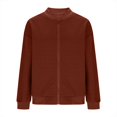 thumbnail image 6 of Women Lightweight Long Sleeve Zip Up Jacket Casual Loose Bomber Quilted Hoodie Outwear Coat Fall 2025 Full Sweatshirt, 6 of 7