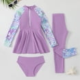 thumbnail image 2 of HCNTES Kids Girls Muslim Swimsuit Long Sleeve Butterfly Flower Printed Islamic Swimwear Burkini Full Cover Cap Top Pants 3PCS Modest Bathing Suit(Purple,12-13 Years), 2 of 7