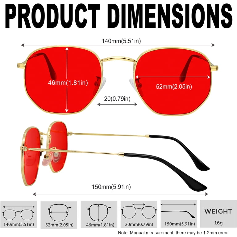 Unisex Classic Polarized Sunglasses Square 64mm Red/Gold Metal Frame 100%UV Square Sunglasses Men Women Metal Frame Anti UV Red... From  main image 3
