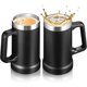thumbnail image 1 of 2 Piezas Tarro Cervecero de Acero Inoxidable, 710 ml Vasos para Cerveza de Material 304, Hasta 12 Horas Frío y 6 Horas Caliente, Adecuado para Cervezas, Café, Cócteles, Zumos (Negro), 1 of 4
