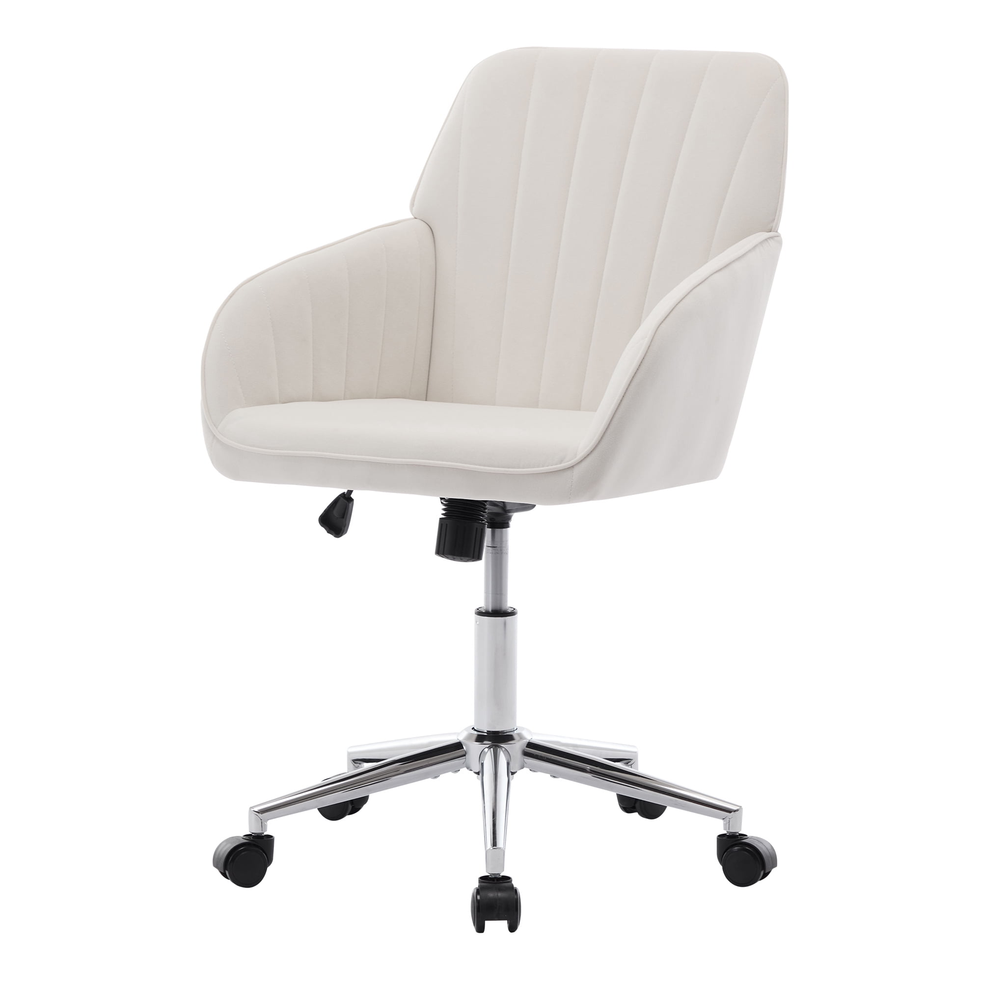 Homy Casa Upholstered Office Chair with Wheels, Adjustable Swivel Vanity Chair for Home Office