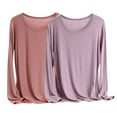 thumbnail image 1 of Timegard Spring Tops for Women 2pc Plus Size Long Sleeve Pajamas Basic Tee Casual Loose Comfy Top Blouse, 1 of 2