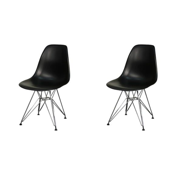 Eiffel Dining Chair with Chrome Base - Black