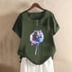 thumbnail image 2 of Camisas de Manga Corta para las Mujeres, Blusa de Botón de Impresión Casual con Cuello Redondo Hecha de Tela Suave Transpirable para Verano Primavera, Blusas de Manga Corta para las Mujeres, 2 of 4