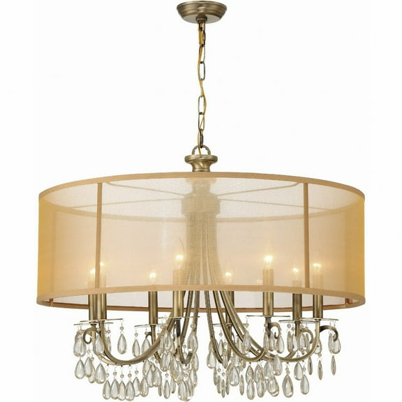 Eight Light Chandelier In Minimalist Style 32 Inches Wide By 26 Inches High-Antique Brass Finish    -Traditional Installation Crystorama Lighting