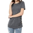 thumbnail image 4 of Women Solid Color Short Sleeve Button Decor Tops, 4 of 7