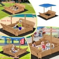 thumbnail image 7 of Luku Wooden Sandbox with Lid＆Cover, Sandbox with Canopy Outdoor, with Covers and Foldable Bench Seats, UV-Resistant & Adjustable Height Roof for Backyard, Gift for Ages 3-8Years (47x47in), 7 of 7