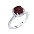 thumbnail image 2 of SuperJeweler 2 Carat Cushion Cut Garnet and Halo Diamond Ring In Sterling Silver For Women, 2 of 5
