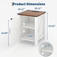 thumbnail image 2 of Set of 2 Rustic Farmhouse Bedside Cabinets with USB Charging Station, 18'' Large Bedside Tables, Sliding Barn Door, Adjustable Shelf, Two-Tier Storage, Bedroom/Living Room, White and Brown, Two Packs, 2 of 8