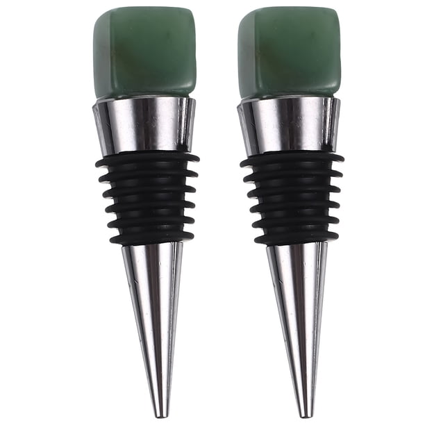 KAKOWELY 2 tapones para botellas de vino con decoración de jade y cristal.