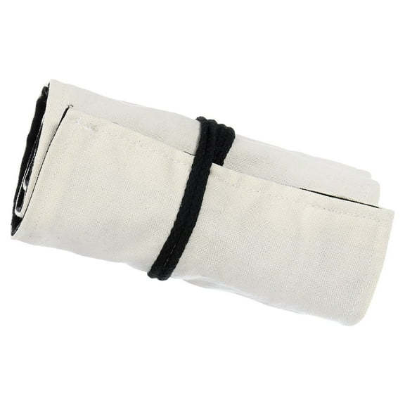 Uxcell Handmade 72 Slots Roll Up Pencil Case, Canvas Pencil Wrap Pouch Pen Holder Organizer White/Black