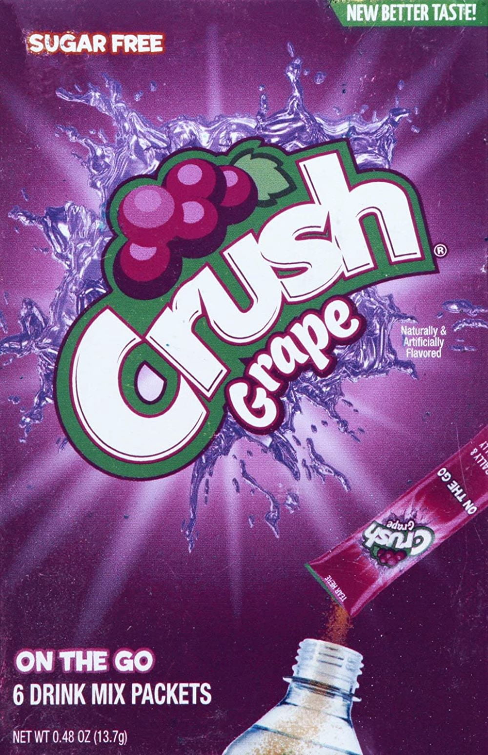 Crush Singles To Go Powder Packets, Water Drink Mix, Grape, Quantity of 12