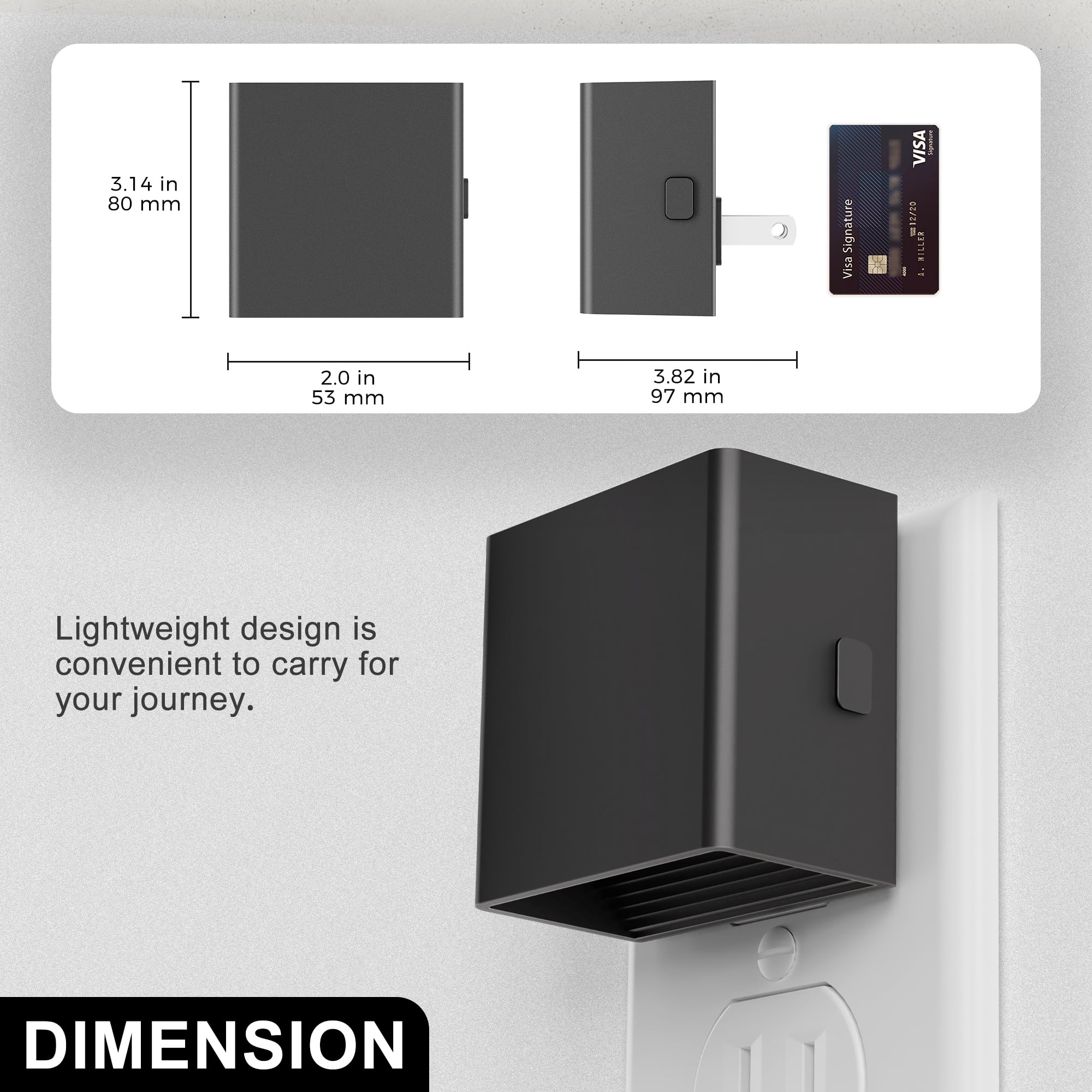 LOHASLED 2 Pack Black Amber Dimmable Square Night Light 3-Level
