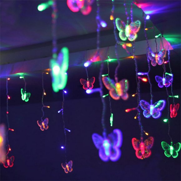 Halloween Decorations Clearance Sale Costyle 110 V Butterfly LED String Curtain Lights Lights Christmas Wedding Party Decor 3.5 M