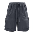 thumbnail image 6 of QATAINLAV Bermuda Shorts for Women Baggy Wide Leg Cargo Shorts Summer Knee Length Quick Dry Hiking Shorts with Pockets Dark Gray M, 6 of 7