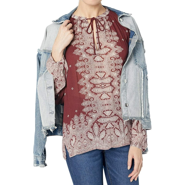 Lucky brand border print peasant top 2025