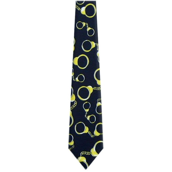 BuyYourTies - LAW-2-1 - Mens Handcuffs Tie Black Gold