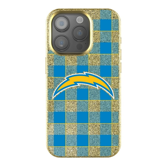 Keyscaper Los Angeles Chargers Plaid Bling iPhone Case