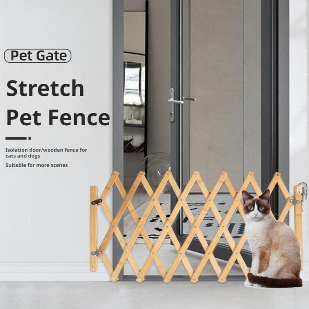 Bamboo Alloy Foldable Pet Gate, Retractable Dog Barrier for Indoor Outdoor, 110cm
