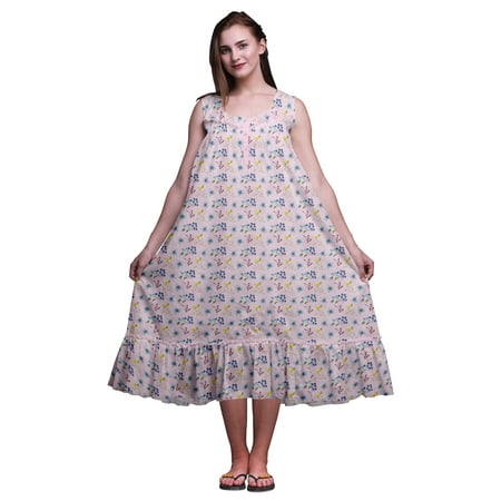 

Bimba Pig Pink Insects Berries Bird & Dragonfly Cotton Nightgowns For Women Mid-Calf Printed Sleepwear Night Dress X-Large